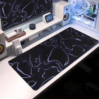 Tapis de bureau en marbre noir et blanc, grand tapis de souris pour jeux, base en caoutchouc antidérapante, clavier et souris, décoration de bureau esthétique 31,5x11,8 pouces