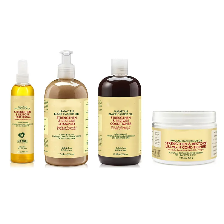 Huile de ricin 100% naturelle jamaïcaine, masque de soins capillaires, sérum, shampoing et après-shampoing en profondeur pour cheveux gras