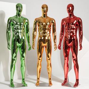 Manekin plastik berdiri Full Body, manekin emas krom pria - Product Image 4