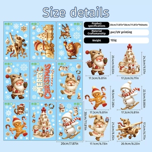 Autocollants de Noël élégants pour fenêtres, flocons de neige et cerfs givrés, adhésifs statiques pour portes vitrées et décorations de fêtes d'hiver - Product Image 6