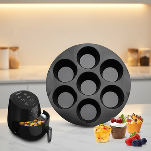 Moule à muffins Liberhaus 7 cavités en silicone antiadhésif, plateau de cuisson rond pour friteuse à air, four, micro-ondes, compatible lave-vaisselle - Product Image 2