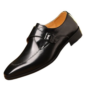 Chaussures habillées Monk Strap à bout pointu en cuir avec boucle, pour mariage et occasions formelles, pour hommes, toutes saisons, couleur unie - Product Image 5