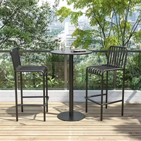 Ensemble table et chaises de bar en fer au design moderne pour l'extérieur avec tabourets de bar pour balcon, durable, résistant à l'eau, respectueux de l'environnement