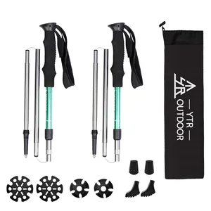 NPOT Collapsible Hiking Pole Adjustable Walking Stick Trekking Pole Portable Mobility Travel Aluminum 3 In 1 Stick 66-135 CM
