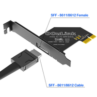Kartu Adaptor PCIe 1X OCuLink SFF-8611/8612 Ekspansi SSD NVMe Kompatibel dengan Slot PCIe 1x/4x/8x/16x Gen 4.0 3.0 U.2 untuk Desktop