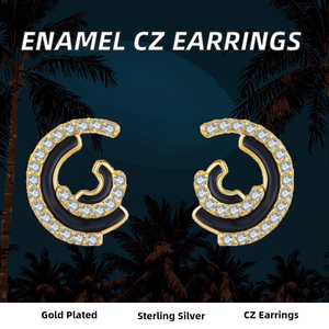 Pendientes de Plata de Ley 925 con Circonita Cúbica 0P-[98], Diseño Simple, Esmalte Irregular, Línea Moderna, Envío Directo del Fabricante - Product Image 2