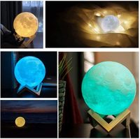 Lampe de Lune 3D en Plastique Peint à la Main Cadeau Créatif Étoile Lumière Décoration Maison Salon Chambre Lampe de Chevet