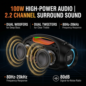 Altavoz Inalámbrico BMTL <span class=keywords><strong>Boom</strong></span> II 80-100W, Reproductor de Música Bluetooth para Exteriores, Resistente al Agua, Subwoofer Portátil - Product Image 5