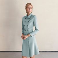 Robes élégantes à double boutonnage pour femmes col structuré fabricant de vêtements tenues d'affaires originales ODM OEM