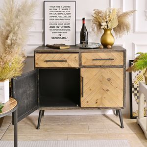 INNOVA Home <b>Vintage</b> Wooden Accent Storage Drawers Farmhouse Dining <b>Sideboard</b> with Door for Hotel Living Room Furniture - Product Image 3