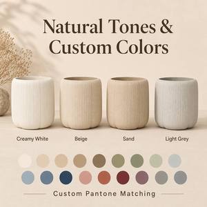 <span class=keywords><strong>Vaso</strong></span> per <span class=keywords><strong>Fiori</strong></span> Moderno <span class=keywords><strong>in</strong></span> Argilla Fibrosa a Forma di Petalo, Stile Crema, Leggero con Bordo Ondulato, Modello JiMu 0269B per Interni ed Esterni, Giardino e Casa - Product Image 5