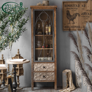 Buffet en bois massif antique du milieu du siècle |   Armoire de rangement durable de grande capacité pour le salon - Product Image 3