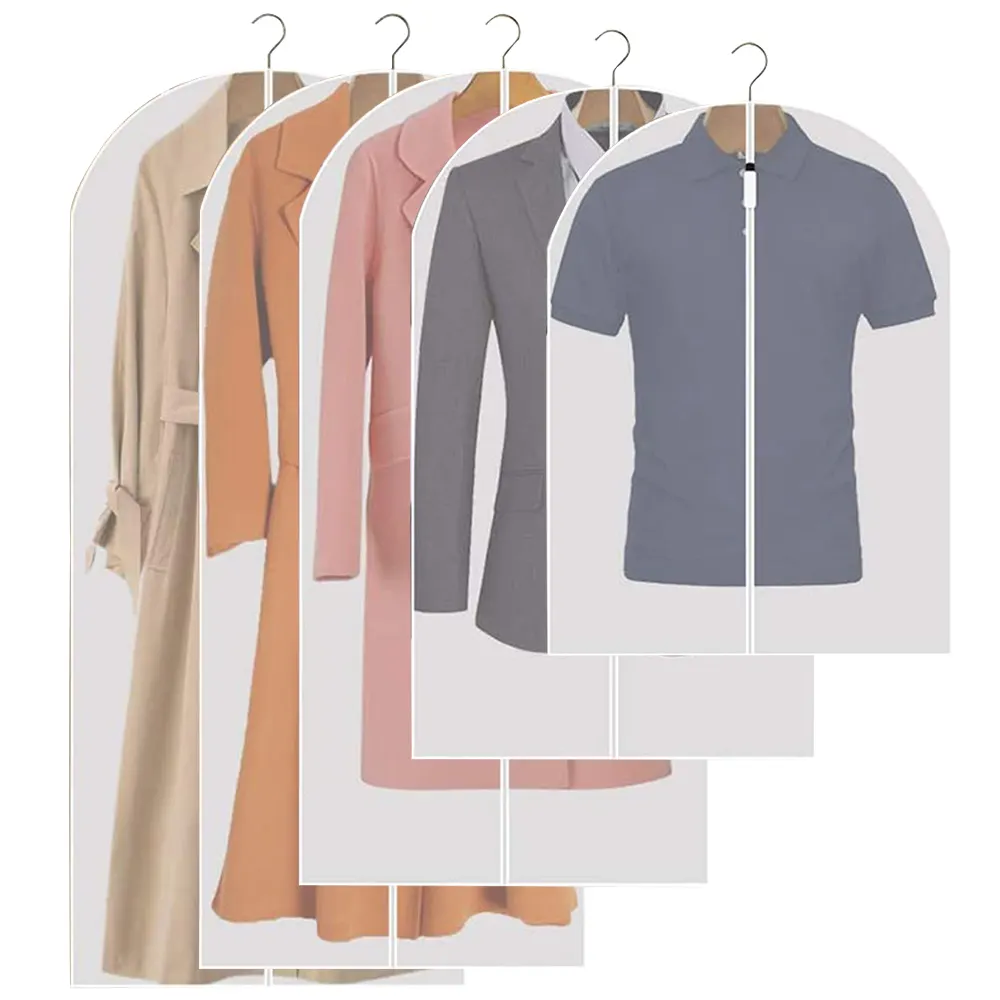 Saco de vestuário transparente personalizado, capa para roupa peva poeira de casaco