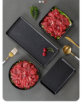 Vaisselle en mélamine Rectangle noir Hot Pot Restaurant Boule de poisson Snack Sushi Meatball Plate