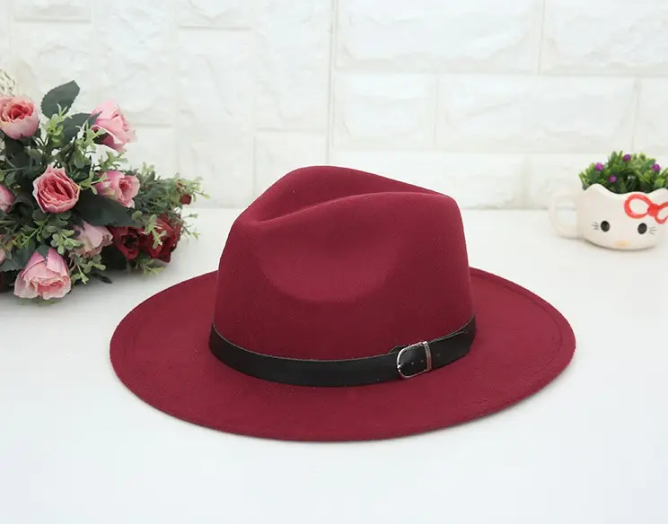 New Women Mens Unisex Panama Vintage Felt Fedora Hats Wide Brim