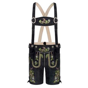 Elegant <b>Black</b> Suede Men's Lederhosen Premium Soft <b>Leather</b> <b>Shorts</b> Custom Embroidered Bavarian Traditional Attire Plus Size - Product Image 1