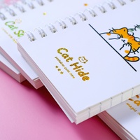 Carnet à spirale A7 minimaliste avec motif chat et dorure à chaud, 80 feuilles, 80 g/m², papeterie esthétique pour étudiants
