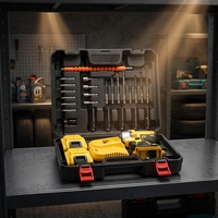 Kit complet facile à utiliser avec étui de rangement, perceuse à percussion sans fil au lithium pour travaux de rénovation, perçage du bois et du métal