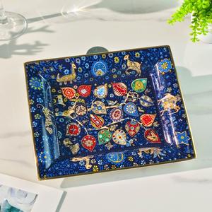 Cendrier de table basse en céramique blanche de luxe avec rangement, design peint à la main pour la décoration intérieure - Product Image 5