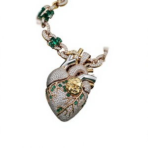 Pendentif Cœur Anatomique en Moissanite, Breloque Plaqué Argent 925, Plaqué Rhodium, Bijoux Hip Hop Unisexe - Product Image 4