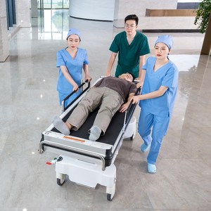 Brancard <span class=keywords><strong>de</strong></span> transport médical d'urgence pour hôpital, lit médical électrique en acier avec tableau médical - Product Image 4