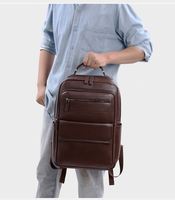 Sac à dos pour ordinateur portable de luxe en cuir PU imperméable et antivol, grand format, avec port USB, fermeture éclair, en polyester, unisexe, avec poignée souple, idéal pour l'école et le travail.