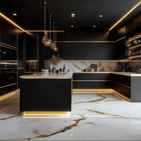 Armoire îlot de cuisine personnalisée avec rangement, design luxueux pour la maison et le commerce, dessus en quartz, style moderne intégré