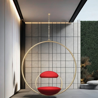 Siège unique or acier inoxydable balançoire suspendu cerceau chaise circulaire mobilier d'extérieur maison salon