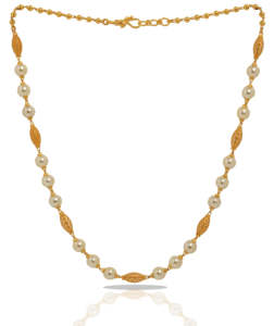 Collar de oro amarillo de 22K de lujo con perlas Joyería de oro fino hecha a mano Proveedor de joyería al por mayor - Product Image 3