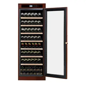 Rabatt Kompressor LED Licht Temperatur anzeige Holz kühlschrank Bier Wein kühler Holz Weins chrank Side board Lagerung