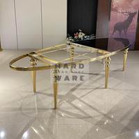 Ensemble de table à manger de mariage en MDF avec pieds extensibles en acier inoxydable doré de Dubaï pour événements (vente en gros)