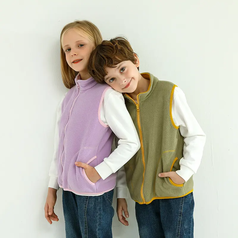 2021 new kids warm polar fleece zipper waistcoat sleeveless children autumn winter vest