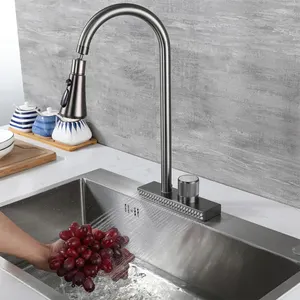 Flying Rain Waterfall Grey Sink Kitchen Faucet Multiple Water Outlets Single Hole Hot Cold Mixer Tap