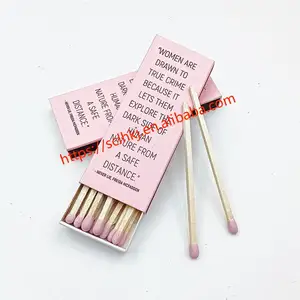 Pink Box Pink Matches Customized Logo Aromatherapy Candle Promotion Pink Matches Cheap High Quality Wooden Stem Long Matches