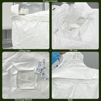 Farine de blé en sacs Jumbo de 2 tonnes, qualité alimentaire, sacs FIBC U-Panel de 1000 kg avec 4 boucles, doublure PE, décharge supérieure 5:1 SF et décharge inférieure pour la farine
