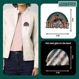 Patch brodé Bloom Rainbow 3 à thermocoller pour sacs, vêtements, chapeaux, jeans, bricolage - Product Image 4
