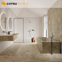 Dalle de marbre vert Monets Garden, Breccia Botticelli Rose, en pierre naturelle pour îlot de cuisine de villa, lavabo et plateau de table