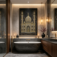Vente en gros tapisserie peinture mosquée islamique dorée haute qualité, art religieux luxueux pour décoration maison hôtel