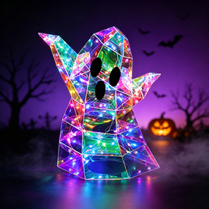 Decoración de Fantasma LED Iridiscente para Halloween, Adorno de Fantasma de Cristal con Luz USB para Decoración de Interiores y Exteriores, Fiestas y Hogar, OEM de Fábrica - Product Image 1