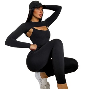 3 Pcs Set Crop Top <b>Leggings</b> Suits for Athletic Sleeveless Running Exercise Biker Shorts Women Gym Seat Wear - Product Image 4