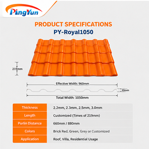 Tejas de Techo Corrugadas de Resina Sintética de PVC Estilo Español R1050, Color Terracota Mate, Resistentes a los Rayos UV, Impermeables, Diseño Moderno para <span class=keywords><strong>el</strong></span> Hogar - Product Image 3