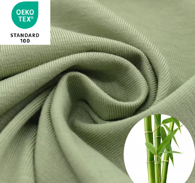 Oeko Skin-friendly Anti-bacteria Stretch Organic Bamboo Spandex Jersey Knit Fabric for Tshirt Baby Clothes