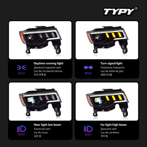 Conjuntos de faros delanteros TYPY para Jeep Grand Cherokee 2014-2021 con lentes LED, luces diurnas e intermitentes secuenciales - Product Image 3