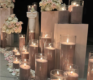 Vela Aromática de Soya con Perlas de Colores Rojo Borgoña Negro Nude Rosa Claro Azul Beige Vela Perlada Granulada Cera de Arena para Bodas - Product Image 1