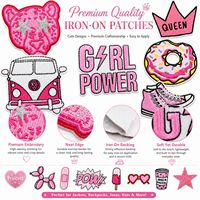 Lot de patchs brodés thermocollants et à coudre, motifs Rose, Fille, Princesse, Reine, Cœur, Couronne, XOXO, Donut, Llama, Camper