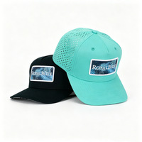 Gorra de Béisbol Transpirable para Hombre con Perforaciones Láser, Color Azul Rey, Parche de Palmera, Bordado Lateral con Bandera, para Golf y Actividades al Aire Libre