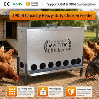 Mangeoire automatique pour poulets JH-Mech 70 lb, extra large, robuste, sans gaspillage, en métal galvanisé, mangeoires et abreuvoirs pour volailles