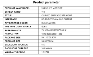 จอคอมพิวเตอร์เกมมิ่ง LED HD ขนาด 24 นิ้ว 75Hz สำหรับเดสก์ท็อป สินค้าใหม่ จอ 24 นิ้ว ขายส่ง - Product Image 3