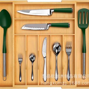 Bamboo <b>Kitchen</b> Knife Organizer Compartmentalized Drawer Style Tableware <b>Storage</b> <b>Box</b> Space Saving <b>Kitchen</b> <b>Storage</b> - Product Image 1