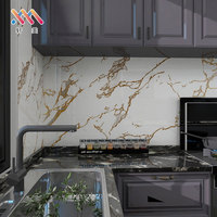 Papier peint autocollant en vinyle imperméable, motif géométrique marbré, résistant à l'huile, décoration de salle de bain et de cuisine, amovible, largeur 60 cm